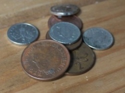 Coins in pile